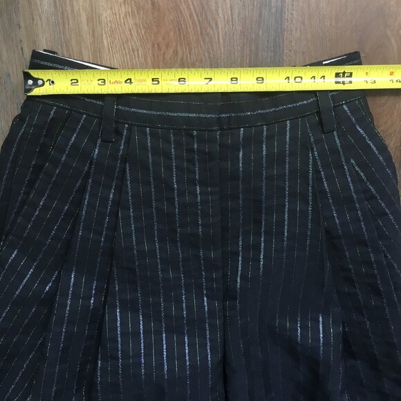 Marc Jacobs Black Wide Leg Pants 4 2 0 XS Barrel High Rise Striped Pleated - Picture 13 of 14